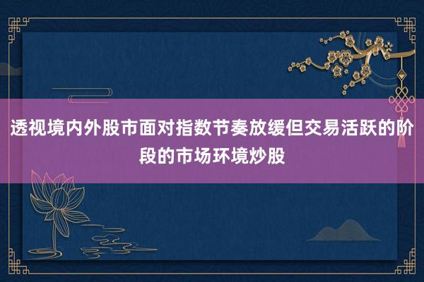 透视境内外股市面对指数节奏放缓但交易活跃的阶段的市场环境炒股