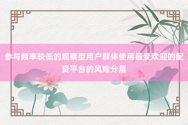 参与频率较低的观察型用户群体使用最受欢迎的配资平台的风险分层