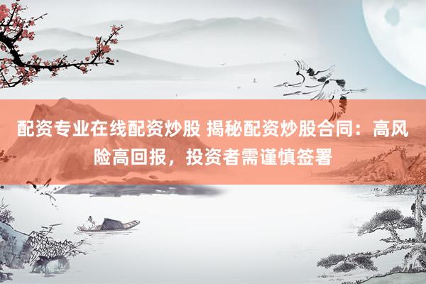 配资专业在线配资炒股 揭秘配资炒股合同：高风险高回报，投资者需谨慎签署