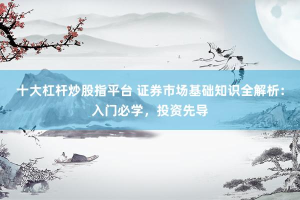十大杠杆炒股指平台 证券市场基础知识全解析：入门必学，投资先导