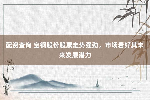 配资查询 宝钢股份股票走势强劲，市场看好其未来发展潜力